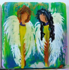 Wholesale Lot of 10 Angels Light Beings on Ceramic Tile Magnet Art by Rain Crow