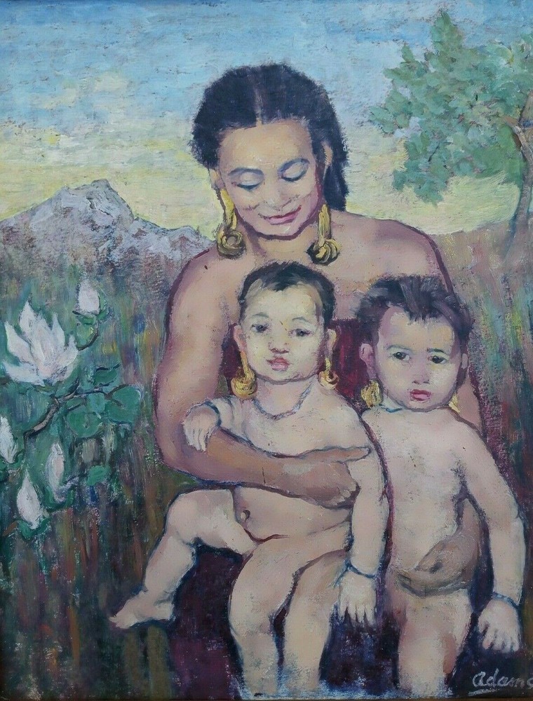 Wayman Adams 1883-1959 A Kayan Mother Portrait TX, New Orleans Twins Indiana