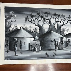 AUTHENTIC AfricanPainting (NOT a Print or a Copy) Original African Art UNFRAMED