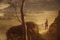 19th Century Beautiful Landscape with Explorer Civilization with Dog