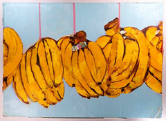 American Watercolor Painting of Bananas on board Signed B. Bendinck 2012 on back