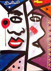Original art Two Faces 12×16 Abstract Expressionist Original Painting canvas