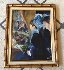 VTG Canvas Oil Painting Copy Of Renoir Woman At Theater Signed Framed 1979 MCM