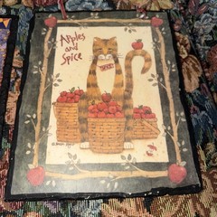 Lot of 2 Teresa Kogut Folk Art Liberty Cat & Apples & Spice on Slate 8”x10”