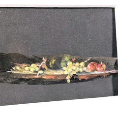 Original Acrylic On Feather Framed Fruit Still Life Gold Frame Judith Klein 05