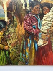 FIL MOTTOLA PAINTING FINEST NAVAJO FAMILY INDIAN NATIVE AMERICAN PORTRAIT FAMOUS