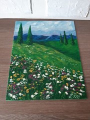 Tuscany Painting Italy Original Art Landscape Painting 12 by 9 Provence Art.