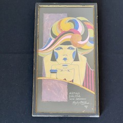 Vintage 1930s or 40s Art Nouveau Deco Female Figure Oil Painting Signed
