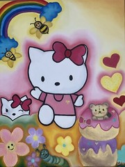 HELLO KITTY OIL PAINTING ON CANVAS Original Oil Painting Hand Painted 16 by 20
