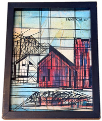 1967 Magnus Engstrom Listed Sweden Cubist Abstract Art Oil Painting Vtg Rare Mcm