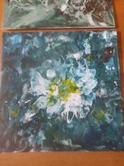 Lily Auger (1949 – ) „White and Green Explosion“ 2 Acrylic on Canvas