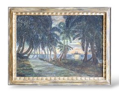 Margaret Mailley Miller painting Hawaii Pearl Harbor 1940-50s ship