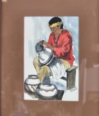 Native American Pottery Makers By Carolyn Bunch Pair Framed