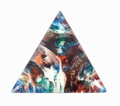 Nicholas Mirandon Abstract Triangular Resin Wall Sculpture Painting Mixed Media