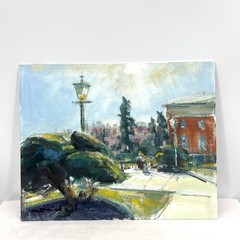 Original Artwork Study 11”x14” Oil Canvas Panel Small Town Tadeusz Seidel