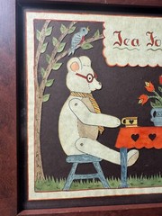 Sandra Gilpin Scherenschnitte „Tea For Two“ Folk Art – Signed And Framed