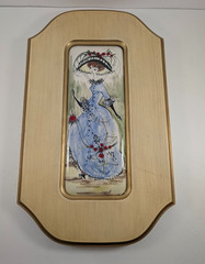 Vintage Framed Porcelain Wall Art Plaque Portrait Lovely French Lady 19.5″