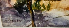 Albert Herman Schmidt Watercolor Painting on Paper Framed Old Homestead Signed