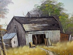 vintage Nostalgic Rural Americana Oil On Canvas 24x 36″ Framed 30×42″ Signed