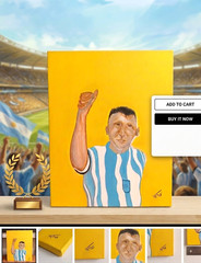 Lionel Messi Soccer Legend Original Acrylic Canvas Painting 20×16 Signed Vytas