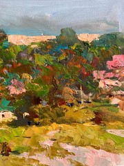 Oil painting Meadow Ukrainian painter canvas Unframed original Decor landscape
