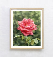 Original Watercolor Rose Painting Floral Wall Art Botanical Flower Artwork 8×10″