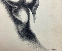 Raimundo Orozco. Painting. La Mujer, 1976. Original signed. Ink on cardboard