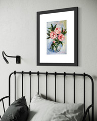 Original Oil Painting Pink Peony Floral Art Hand Painted Flower Wall Decor 12×8