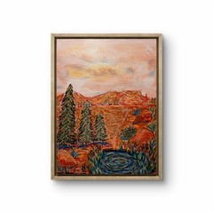The Desert Home Original 9×12 Acrylic Desert Landscape Painting Folk Express