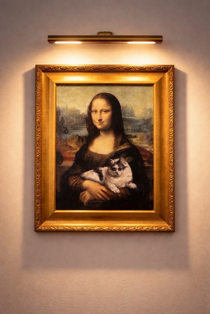 19×24 Mona Lisa by Leonardo Da Vinci with A Cat Canvas With Certificates New