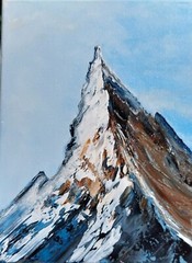 Oil original painting on canvas size 12×9 inches Sunny Mountains