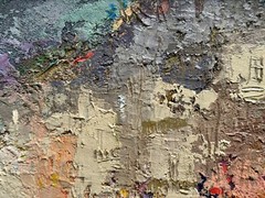 Abstract Oil painting evening Lviv Ukrainian painter fiberboard Framed original