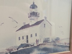 Original Vtg Watercolor Painting San Diego Point Loma Lighthouse Signed Frances