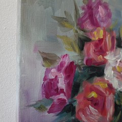 Romantic Roses Still Life Original Oil Painting Impressionist Floral Wall Decor