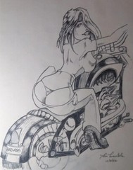 Original pen and ink hand drawing art by J&M Tarantula Title Demonized 2006