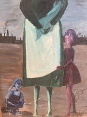 Vintage Marty Frankel Artwork Painting Social Realism Expressionism Somber