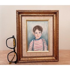 Vintage Original Vera Dutter Signed Oil Painting Portrait of a Young Boy