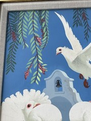 Ralph Hulett Painting Mission Doves California Listed Artist Mid Century 1950’s