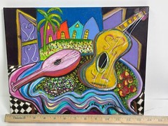 Original Painting New Orleans Artist Troya Musical Instruments