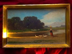 Antique Hungarian Oil Painting Landscape Neogrady 1861-1942 Signed Gold Frame