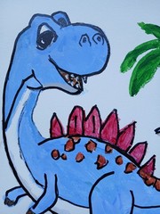 Impressionism 11×14 Blue Friendly Dinosaur Handmade Acrylic ART Painting