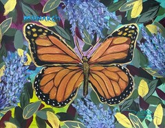 Original Art Monarch Butterfly Painting 11×14 Lavender Floral Wall Art WP 26