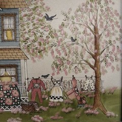 Country Style Watercolor And Ink Original Painting birds animals