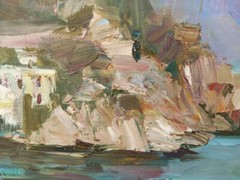 Oil painting It’s a nasty day Seascape Ukrainian painter Сanvas Framed original