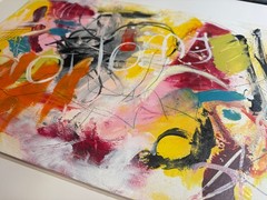 WILSON Original Painting 12×18 Colorful Abstract Paper Art Signed