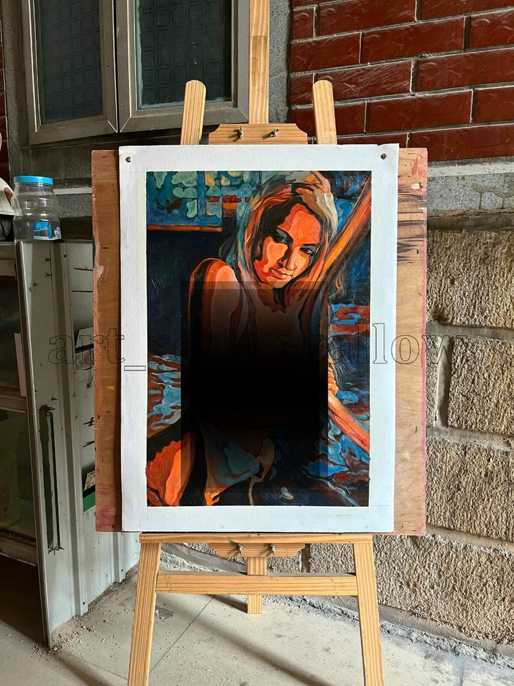 Original oil painting art Abstract woman hand-painted on canvas 16x24in #4727