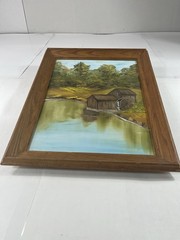 Acrylic Painting On Canvas Mill Landscape 15” X 19”
