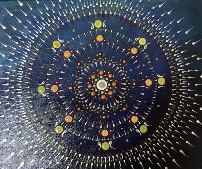 14” x 11” Original Mandala Dot Painting Abstract Art in Acrylic – Art by Eera G