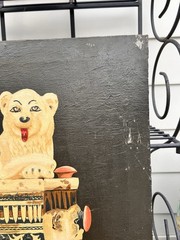 Vintage Signed King Tut Egyptian Cosmetic Jar Lion Original Oil Painting