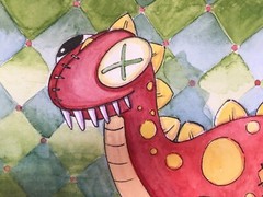„Mr. Spider & the Dinosaur“ OG Painting Evil Toys Creepy Cute Goth Halloween